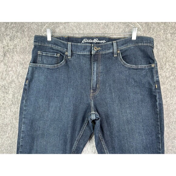 Eddie Bauer Jeans Men's 40 Blue Dark Wash Straight Leg Flex Stretch - Picture 2 of 8